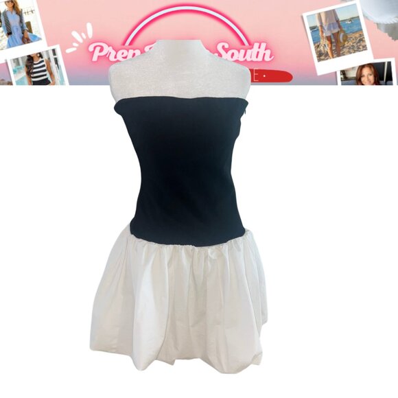 Camila Coelho Black Strapless Bubble Hem Mini Dress - Size M - Pre-owned Like Ne - Picture 4 of 11